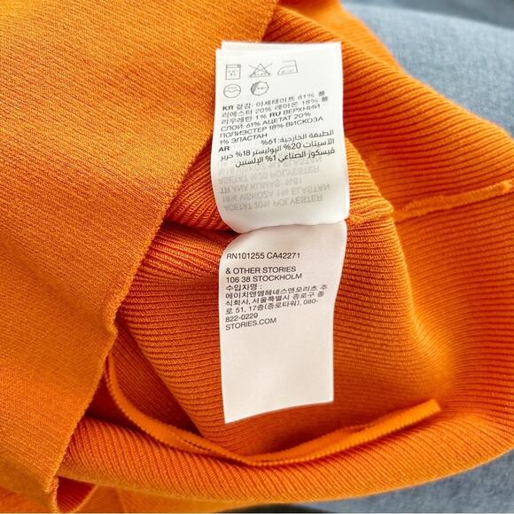 & Other Stories Orange Knit Keyhole Tank Top Ribbed Sleeveless Casual Size M - Picture 6 of 8